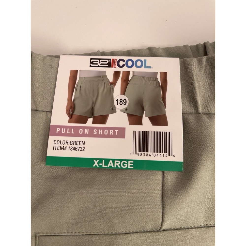 32 Degrees Cool Shorts Womens XLarge Green Pull On Pleated Summer